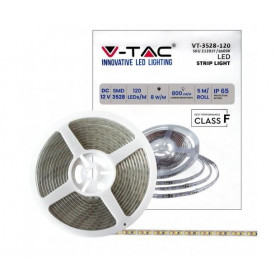 Striscia Led Vt-3528 120Led/M 12V Strip 5Mt 8W/M Bianco Freddo 6500K Ip65 (212037) Striscia Led Vt-3528 120Led/M 12V Strip 5Mt 8W/M Bianco Freddo 6500K Ip65 (212037)