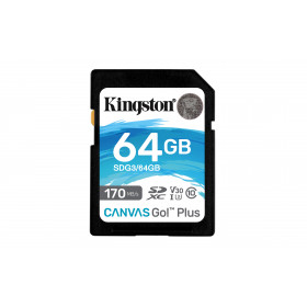Kingston Technology Canvas Go! Plus Scheda SDXC Canvas Go Plus 170R C10 UHS-I U3 V30 da 64GB
